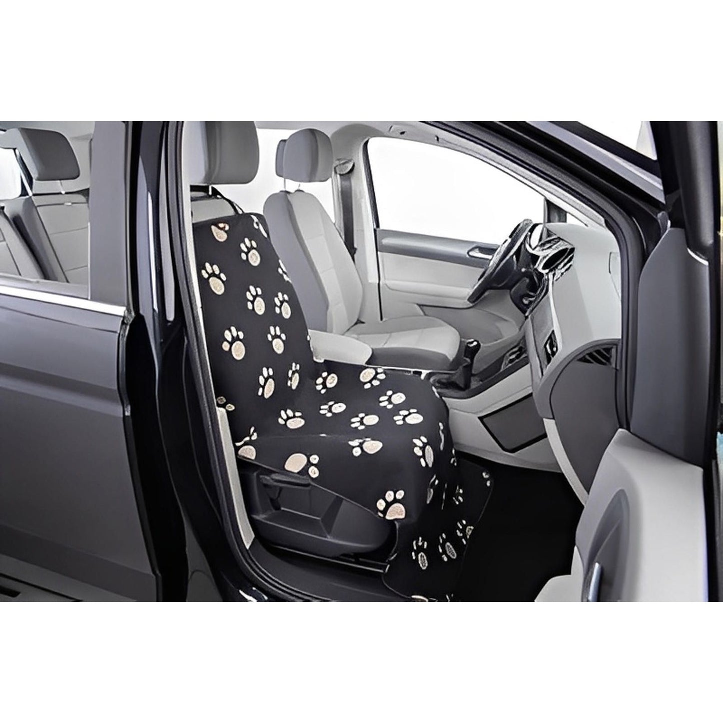 Trixie Autodeken Pootprint Nylon / Fleece Zwart / Beige
