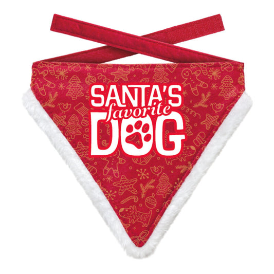 Plenty Gifts Kerst Bandana Santa's Favorite Dog Poot Rood