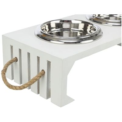 Trixie Be Nordic Set Voerbak / Waterbak Hout / Rvs Wit