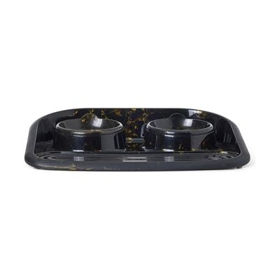 Savic Butler Voerbak En Drinkbak Met Plateau Marble Zwart / Goud